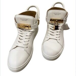 Buscemi Women's White and Gold Sneakers